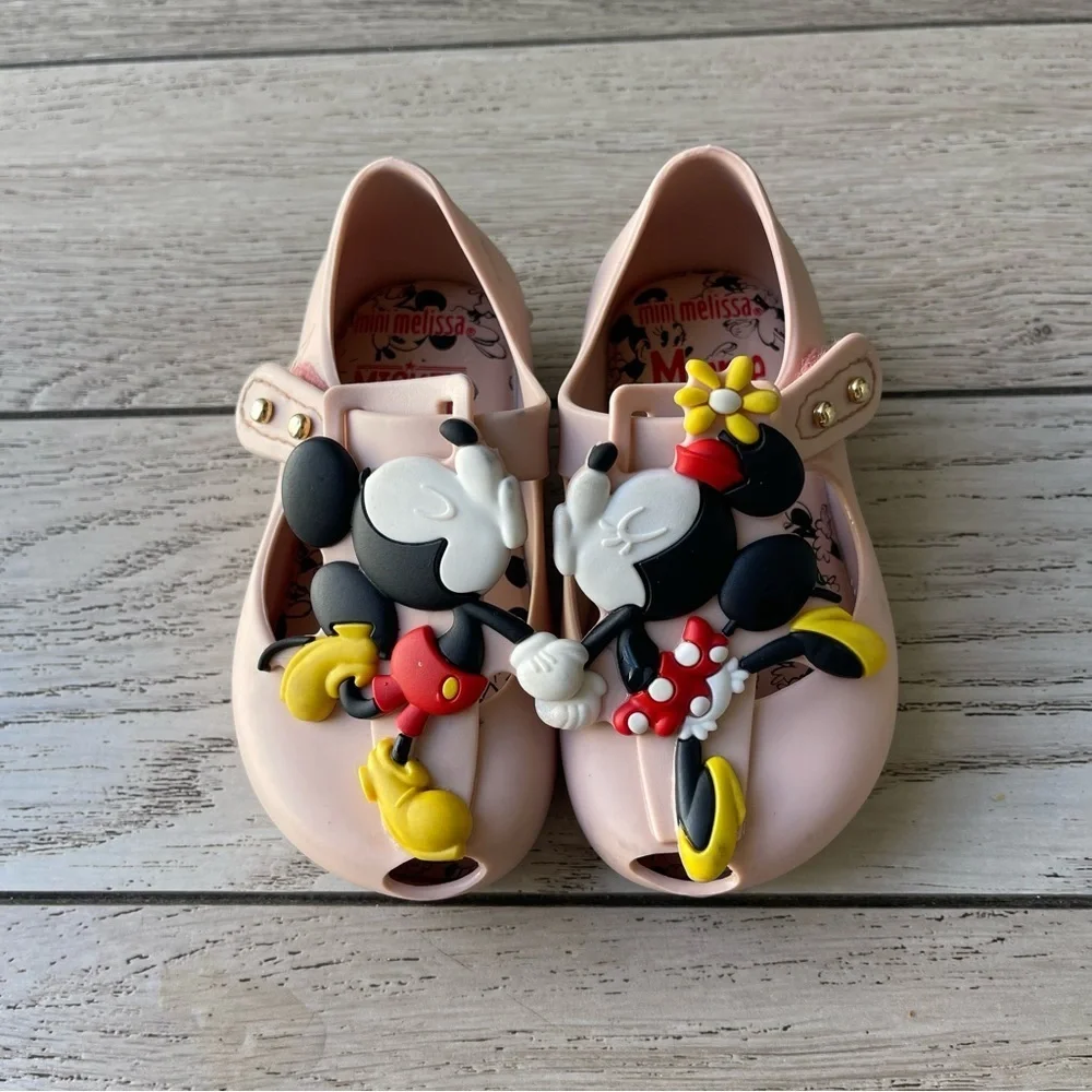 Mini Melissa Pink Kids Dress Shoes with Mickey & Minnie